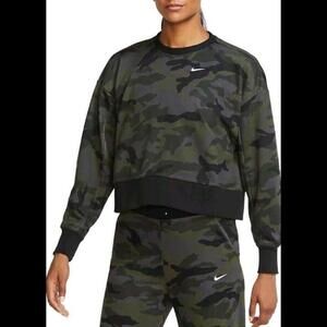 Nike Women's Sz S Camo Dri-Fit Get Fit Training Crew Cropped Sweatshirt Pullover